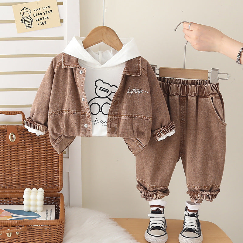 A children's denim three-piece set