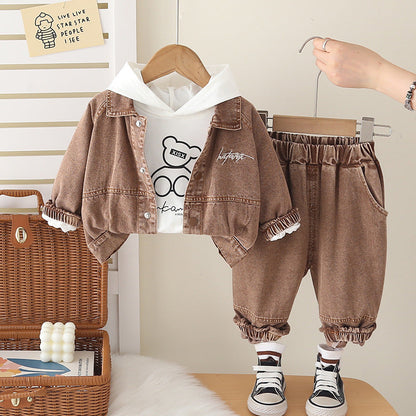 A children's denim three-piece set