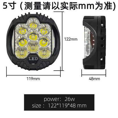 A car led light 5/7/9 inch 90w three-sided luminous work light tank 300 off-road vehicle modified external spotlight