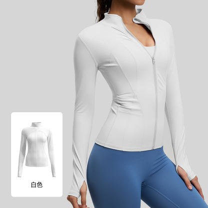 A Naked yoga clothes sports jacket slim nylon stand-up collar tight jacket top running fitness clothes women