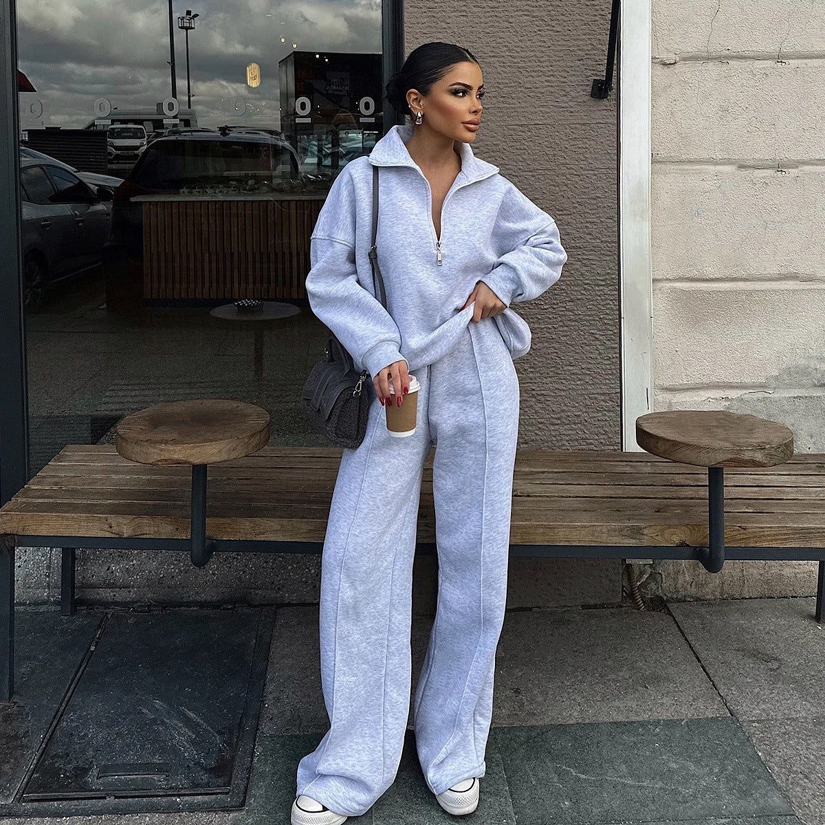 A sweater and trousers two-piece set