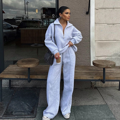 A sweater and trousers two-piece set