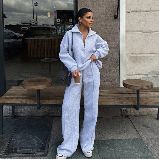 A sweater and trousers two-piece set