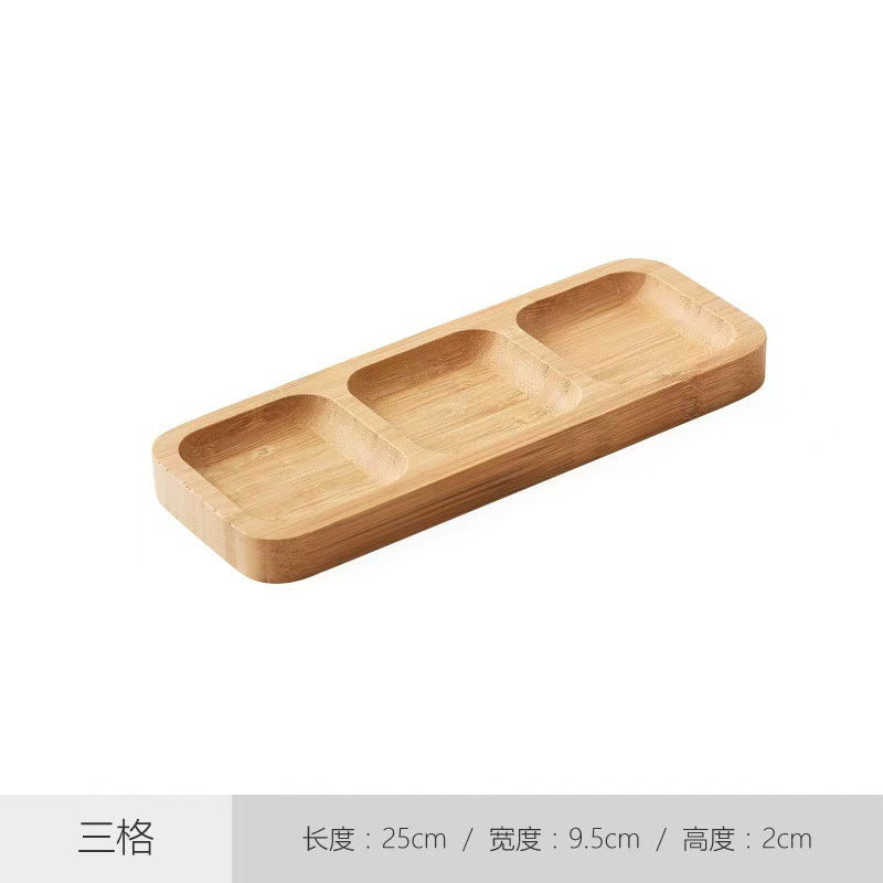 A Japanese-style bamboo and wood dried fruit plate