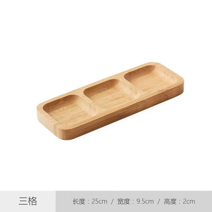 A Japanese-style bamboo and wood dried fruit plate