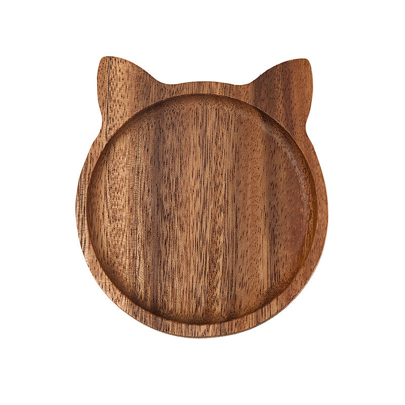 A Acacia wood taste plate three grids fish tail taste plate