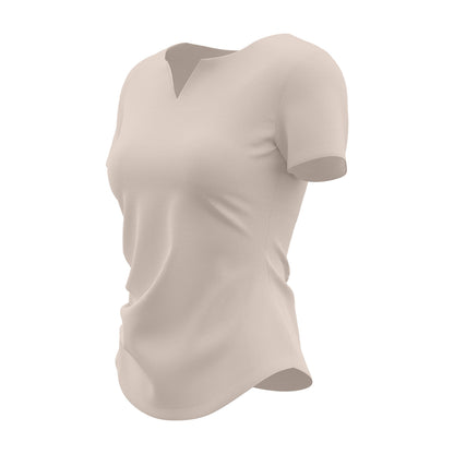 A new v-neck pleated yoga suit short-sleeved women's shock-proof fixed cup slimming sports fitness top