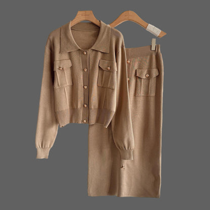 A women's knitted two-piece set