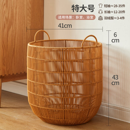 A waterproof storage basket made of imitation rattan