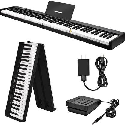 A portable folding electronic piano with 88 keys