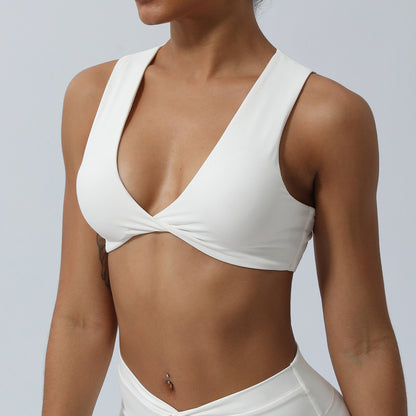 A New Kink Shockproof Gathering Yoga Bra Cross-border Indoor Training Fitness Bra Sports Vest with Chest Padding Women
