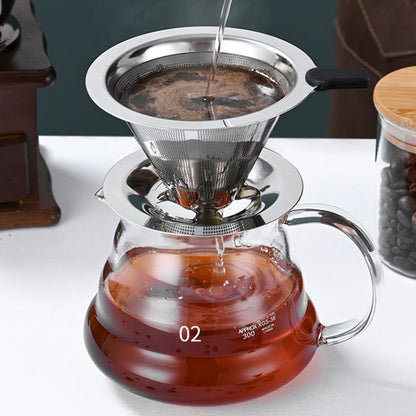 A Stainless steel coffee filter coffee filter filter cup hand brewing coffee utensils set filter paper drip filter cup