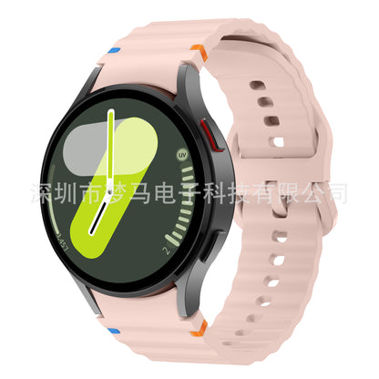A Suitable for Samsung watch7/FE original wave stitching color buckle silicone strap universal watch654 strap