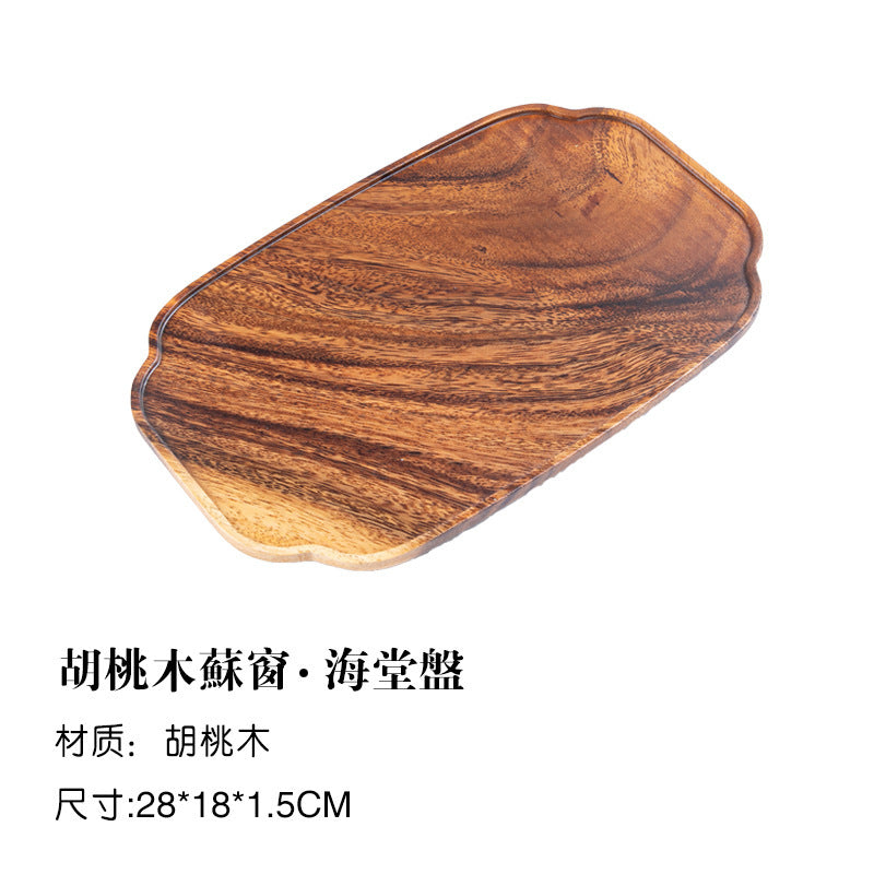 صينية تقديم وجبات خفيفة مصنوعة من خشب الجوز الصلب 