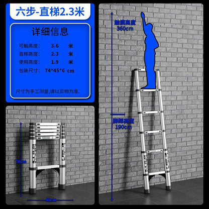 A Thickened aluminum alloy multifunctional telescopic herringbone ladder Household stairs Indoor lifting folding ladder Bamboo ladder