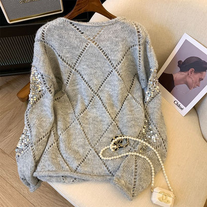 A sequined knit top