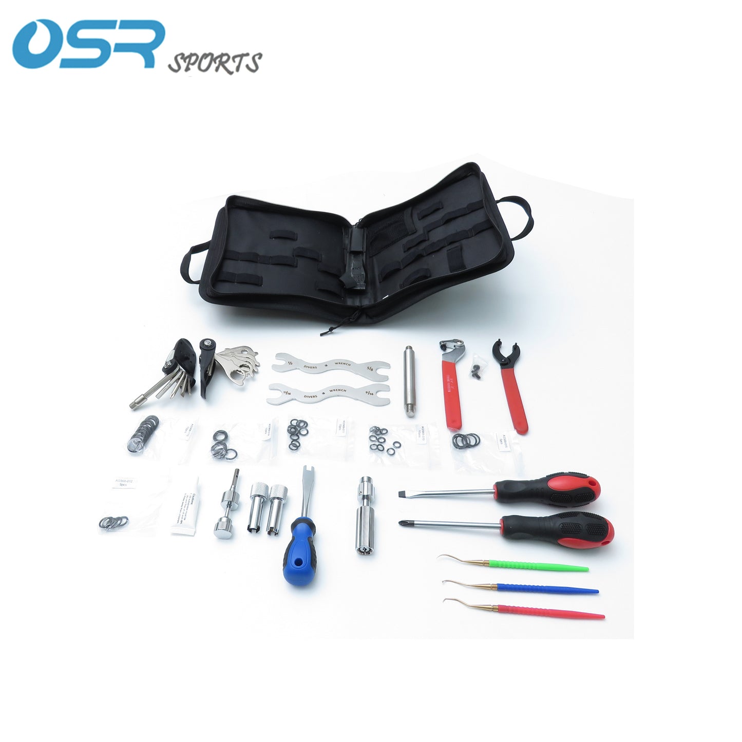 A scuba tool kit regulator for diving back flying side mount BCD regulator repair tool set
