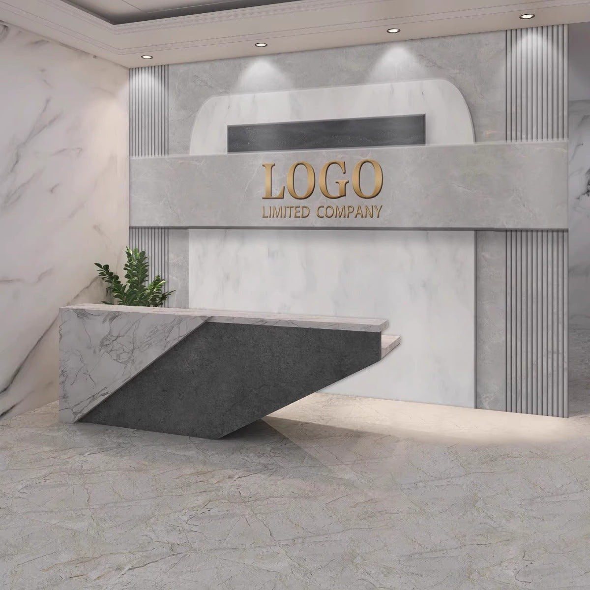 8D company front desk background wall wallpaper imitation marble pattern logo image wallpaper beauty salon bar mural wall covering