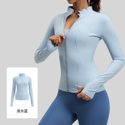 A Naked yoga clothes sports jacket slim nylon stand-up collar tight jacket top running fitness clothes women