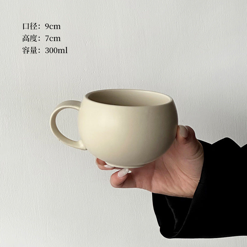 A retro egg-shaped cup frosted stone pattern ceramic cup latte coffee cup afternoon tea niche cappuccillola flower cup