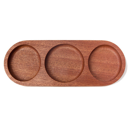 A Acacia wood taste plate three grids fish tail taste plate