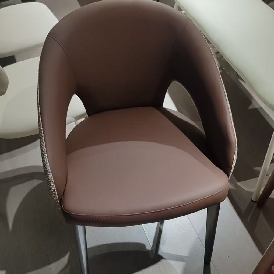 A metal leather chair seat