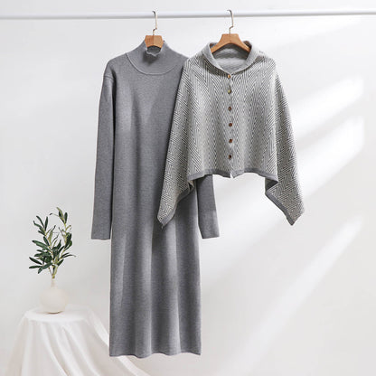 A long-sleeved dress shawl jacket two-piece set