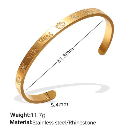 A cross-border European and American exaggerated personality versatile titanium steel inlaid zircon marine series stainless steel advanced sense opening bracelet
