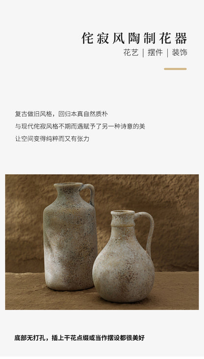 A coarse pottery handmade vase