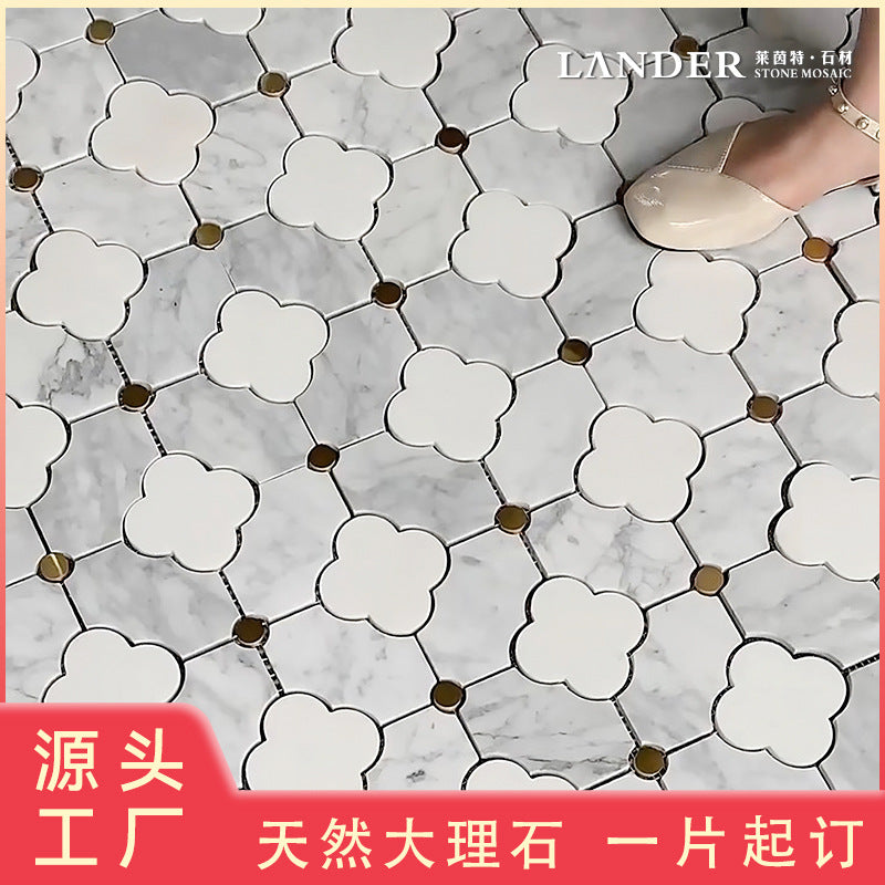 A metal mosaic tile bathroom