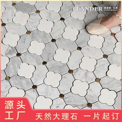 A metal mosaic tile bathroom