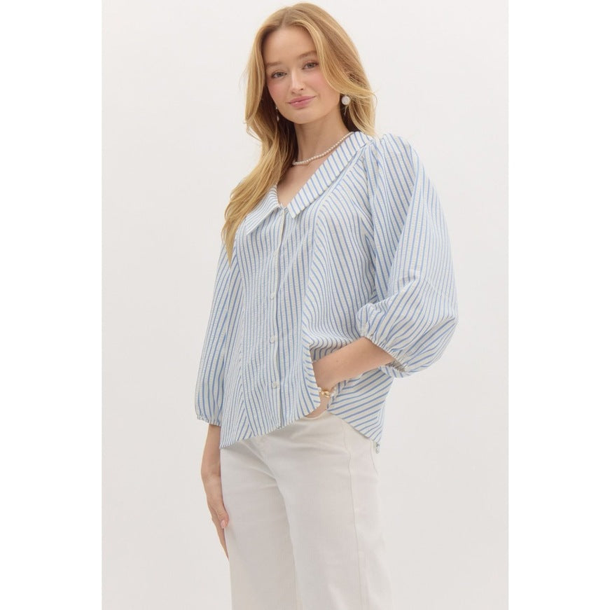 Europe and the United States cross-border 2025 Amazon independent station TK summer new products women's lapel bubble sleeves sweet doll shirt