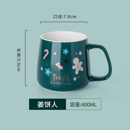 A Christmas mug creative cute cartoon ceramic cup girls coffee cup teacup holiday gift cup