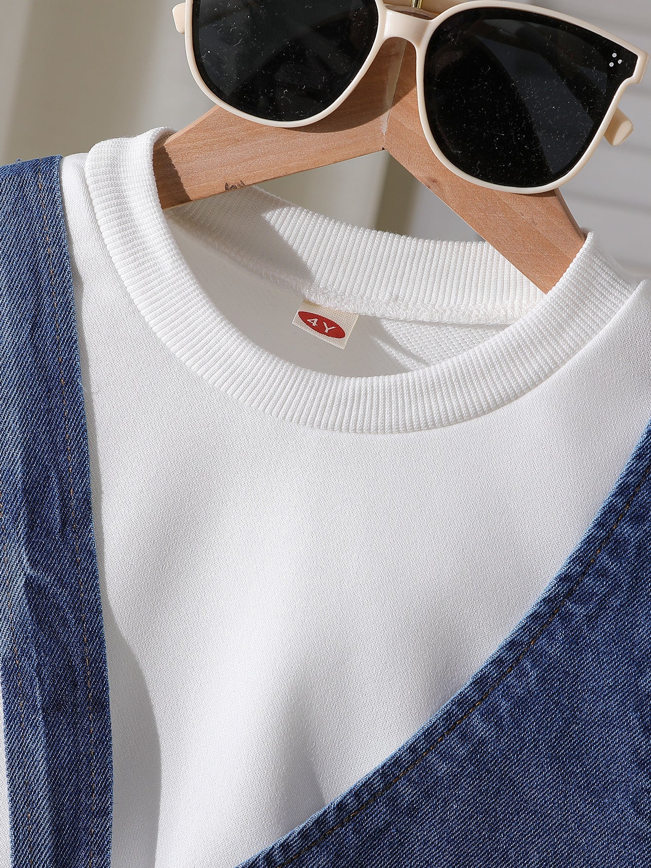 A children's denim three-piece set