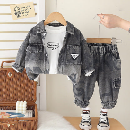A children's denim three-piece set
