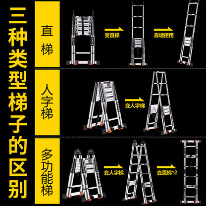 A Telescopic ladder Aluminum alloy joint herringbone ladder Household folding escalator Aluminum ladder Bamboo ladder Stairs