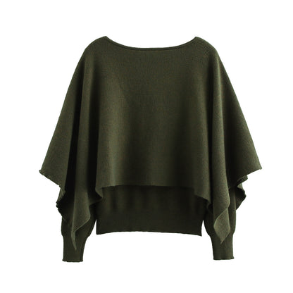 A cape knitted sweater