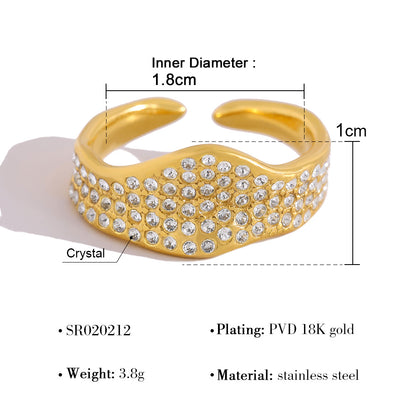 A European and American classic popular geometric full diamond ring temperament versatile love butterfly gold stacking does not fade ring woman