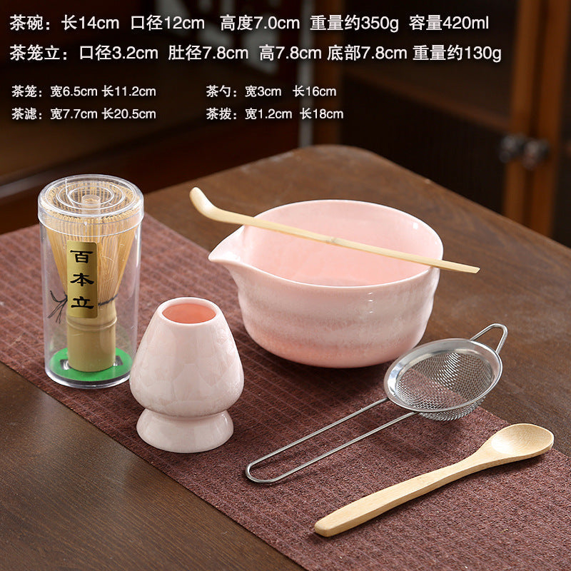 A crystal glaze cross-border ceramic matcha bowl tea beater tool set Japanese matcha brush Baibenli tea set combination