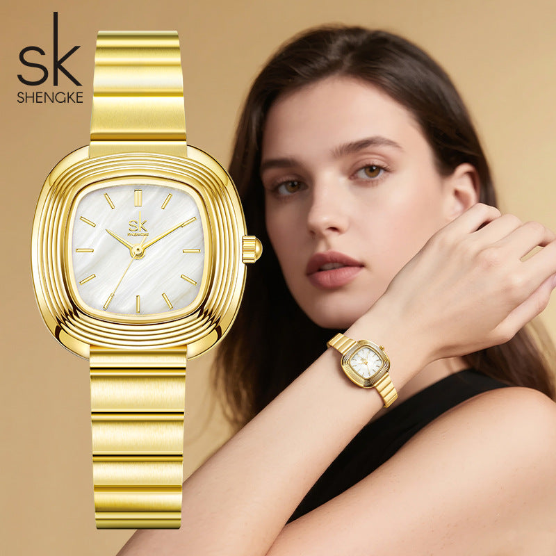 A women's watch light luxury niche square watch stainless steel with quartz