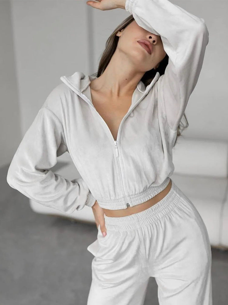 A sweater fleece shirt trousers set