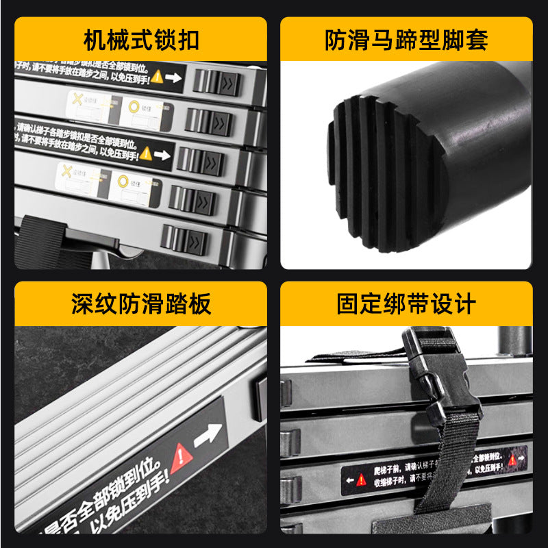 A Telescopic ladder Aluminum alloy joint herringbone ladder Household folding escalator Aluminum ladder Bamboo ladder Stairs