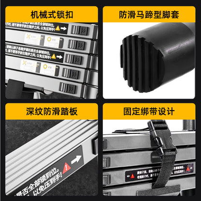 A Telescopic ladder Aluminum alloy joint herringbone ladder Household folding escalator Aluminum ladder Bamboo ladder Stairs