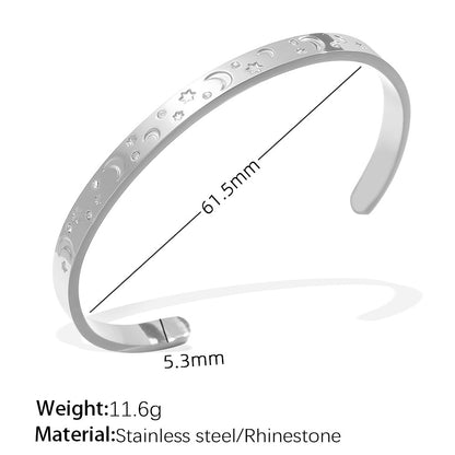 A cross-border European and American exaggerated personality versatile titanium steel inlaid zircon marine series stainless steel advanced sense opening bracelet