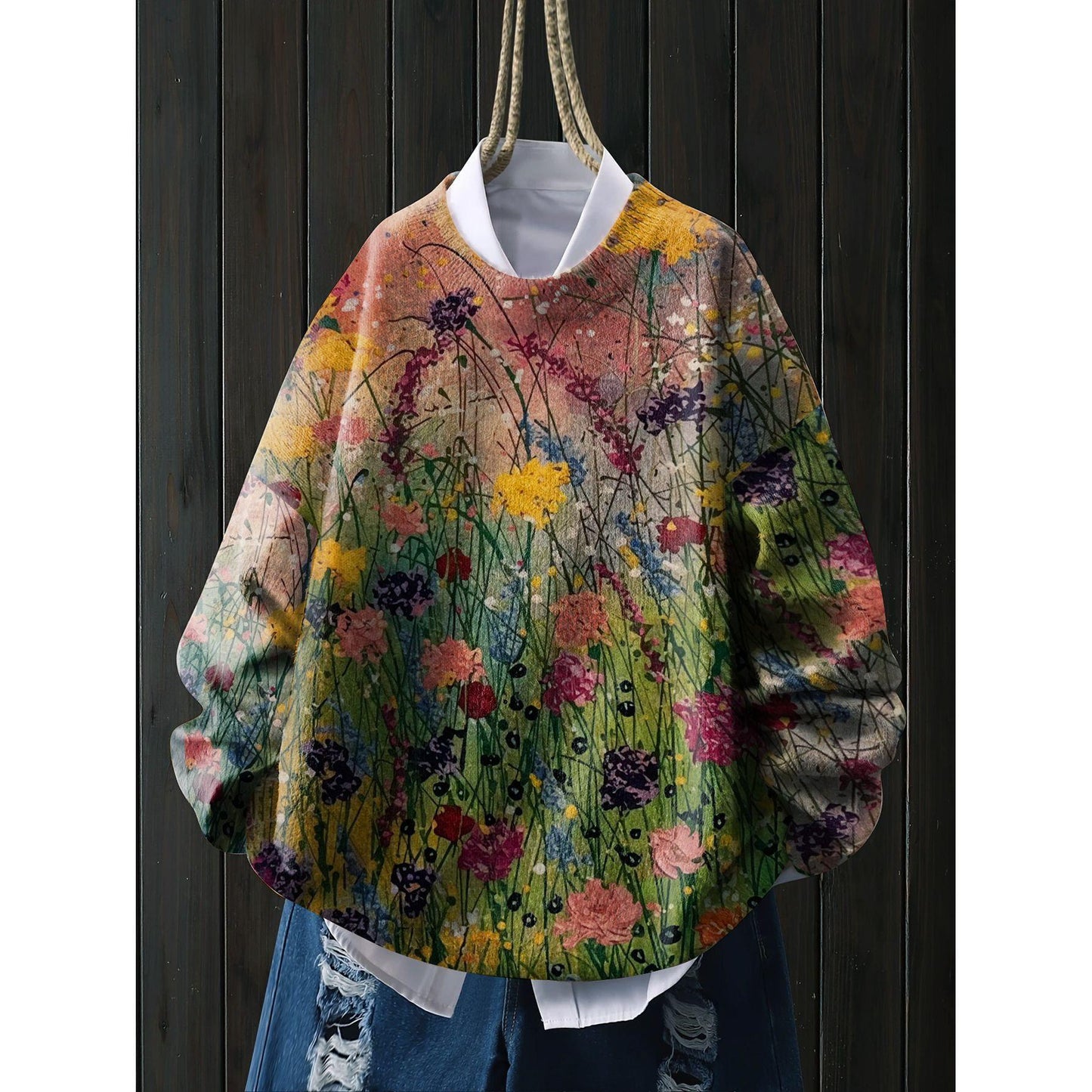 A printed sweater