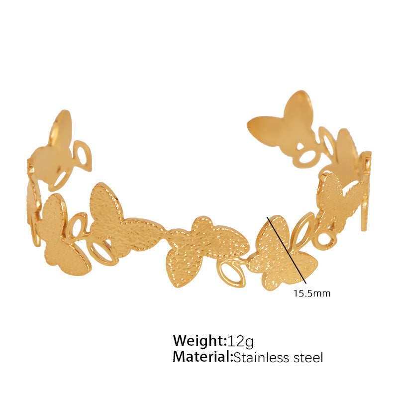A European and American style titanium steel adjustable opening bracelet natural heavy industry beating pattern texture exaggerated personality design explosion