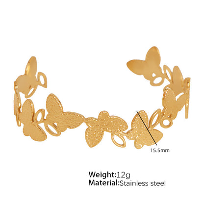 A European and American style titanium steel adjustable opening bracelet natural heavy industry beating pattern texture exaggerated personality design explosion