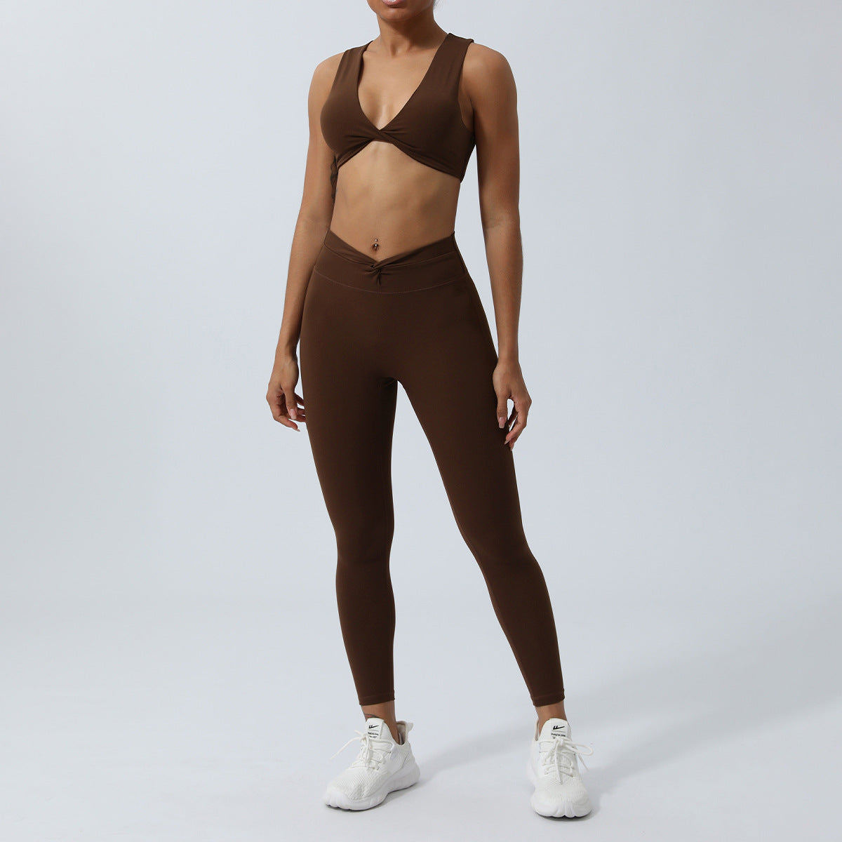 A Yoga suit Kink bra Peach hip trousers Sports suit No T-line Fitness two-piece set