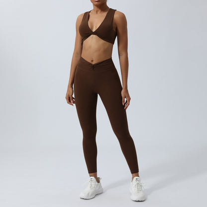 A Yoga suit Kink bra Peach hip trousers Sports suit No T-line Fitness two-piece set