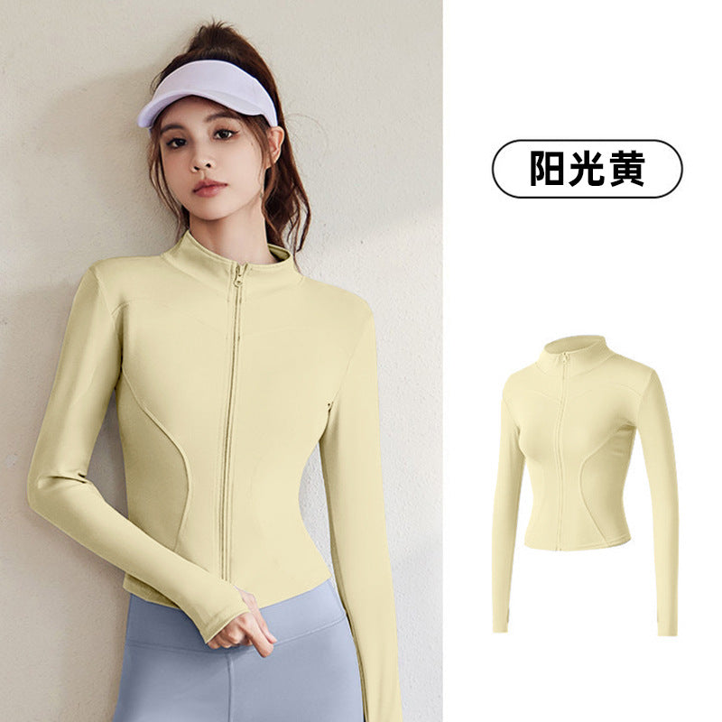 A Spring and Autumn Sports Jacket Long Sleeve Running Slim Fit High Elastic Fitness Yoga Clothing Top Jacket Women